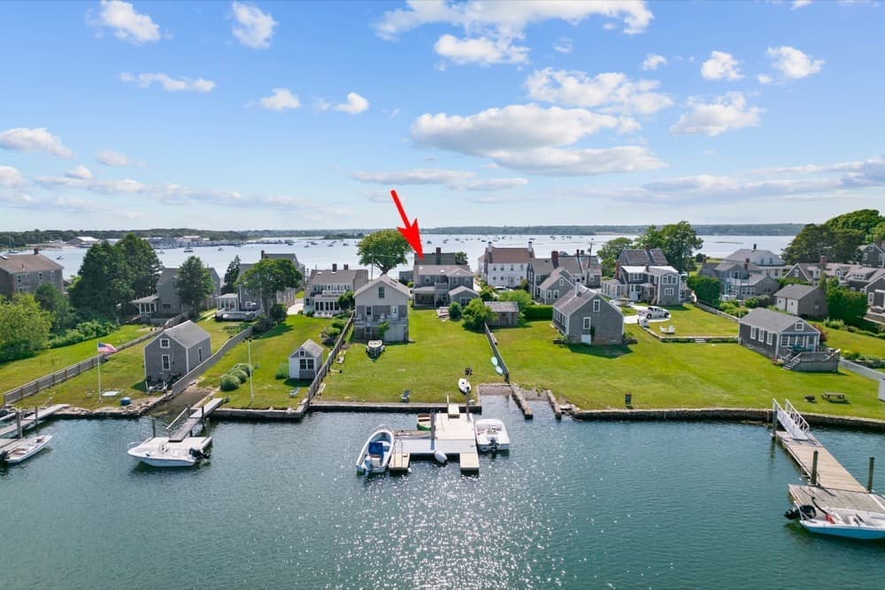 Bedroom with harbor views at 2042 Main Road summer rental, Westport Point